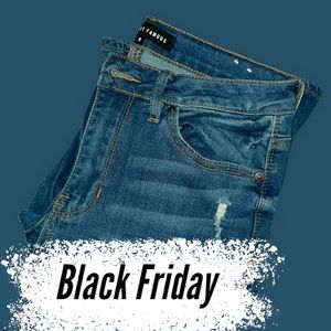 Medium Wash Single Button Fit And Flare Jeans